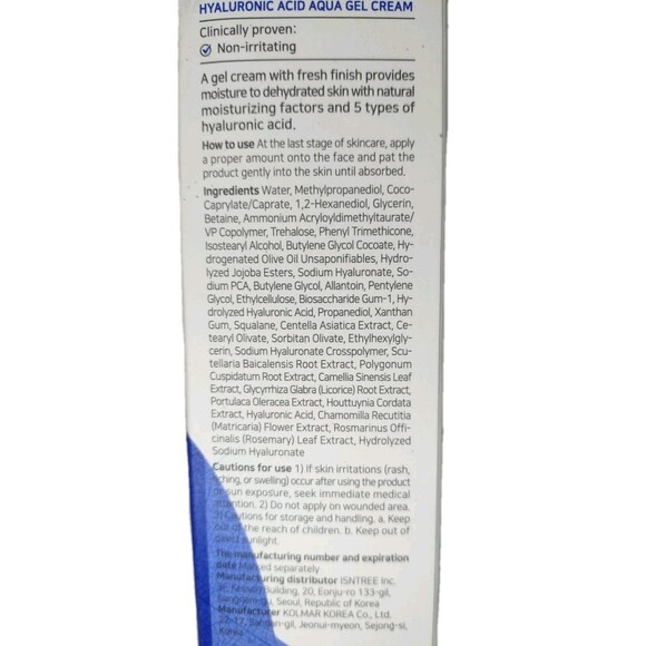 ISNTREE Hyaluronic Acid Aqua Gel Cream 3.38 fl oz (100 ml) FREE SHIP Exp 07/2027 - Picture 3 of 7